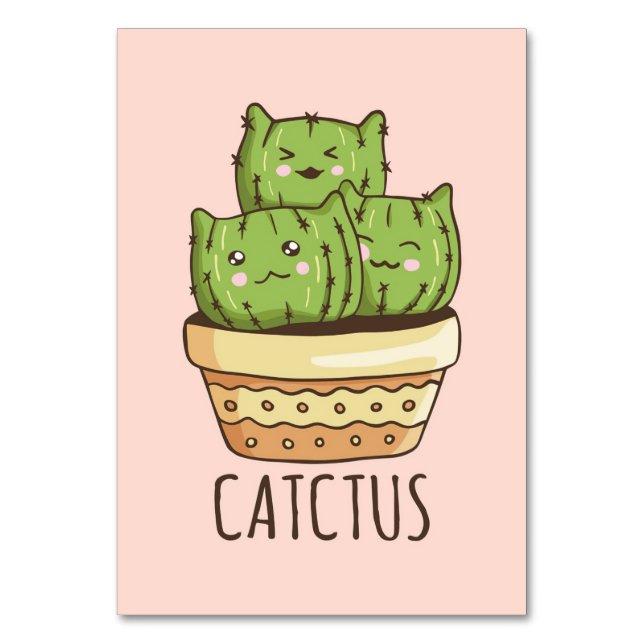 Tarjeta De Mesa Cat Meets Cactus (Anverso)