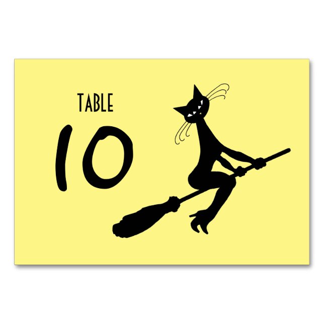 Tarjeta De Mesa Cat On Broomstick (Reverso)