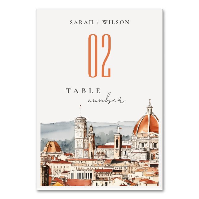 Tarjeta De Mesa Catedral de Florencia Boda acuático de Italia (Anverso)