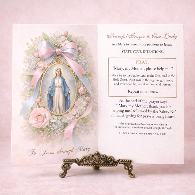 TARJETA DE MESA CATHOLIC PRAYER TO JESUS THROUGH MARY (Subido por el creador)
