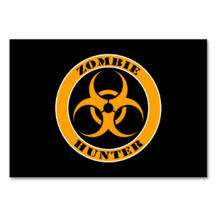 Tarjeta De Mesa Cazador zombie de riesgo de bio amarillo y negro