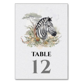 Tarjeta De Mesa Cebra Boda de la selva safari tropical