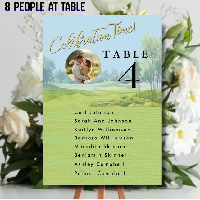 Tarjeta De Mesa Celebration Golf Wedding Seating 8 Guest Names (Subido por el creador)