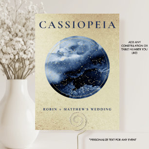 Tarjeta De Mesa Celeste, Casiopea (U Otra) Dorado y Azul