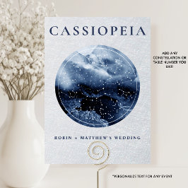 Tarjeta De Mesa Celeste, Cualquier Constelación Azul y Plata