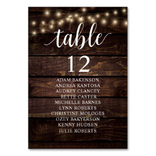 Tarjeta De Mesa Cena boda, Mesa Rústica De La Mesa