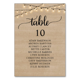 Tarjeta De Mesa Cena boda, Mimbre Marrón