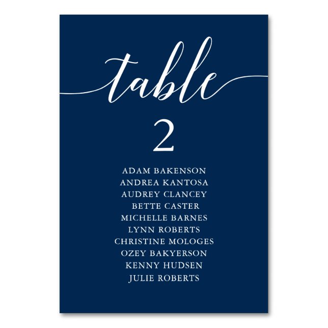 Tarjeta De Mesa Cena boda, moderna carta de asientos para invitado (Anverso)