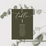 Tarjeta De Mesa Cena boda, moderna carta de asientos para invitado<br><div class="desc">Carta de cartas de boda para la cena,  caligrafía romántica contemporánea con temática de vegetación verde oliva. Personalizar el texto y / o elimina y rellena con el color coincidente de tu fiesta de boda.</div>