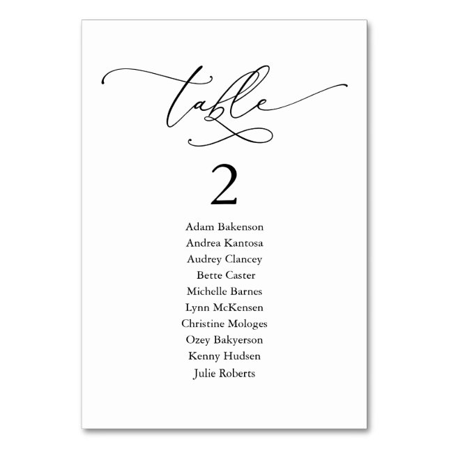 Tarjeta De Mesa Cena boda, moderna carta de asientos y (Anverso)