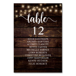 Tarjeta De Mesa Cena boda, Rústico Cuadro De Asientos Para Los Hué