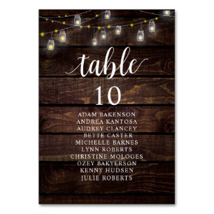 Tarjeta De Mesa Cena boda, Rústico Cuadro De Asientos Para Los Hué