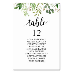 Tarjeta De Mesa Cena boda, Sillones, Verdor