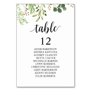 Tarjeta De Mesa Cena boda, Sillones, Verdor