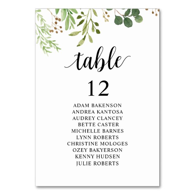 Tarjeta De Mesa Cena boda, Sillones, Verdor (Anverso)