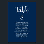 Tarjeta De Mesa Cena boda, solapa de asientos de invitados azul de<br><div class="desc">Tarjeta de carta de la mesa de boda para la cena,  escritura rústica moderna,  temática azul marino. Personalizar el texto y / o elimina y rellena con el tema de tu fiesta nupcial.</div>