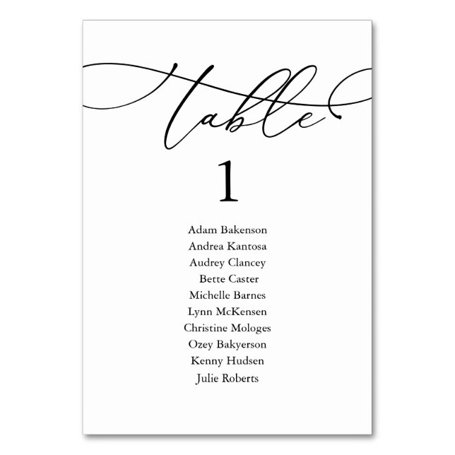 Tarjeta De Mesa Cena boda, tabla de asientos modernos para invitad (Anverso)
