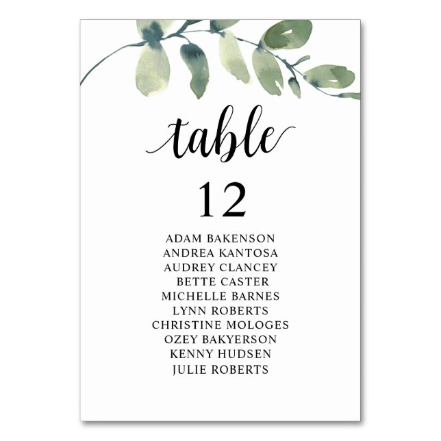 Tarjeta De Mesa Cena boda, tabla de asientos para los huéspedes de (Anverso)