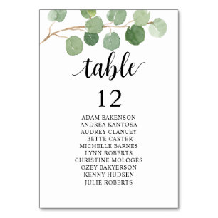 Tarjeta De Mesa Cena boda, tabla de asientos para los huéspedes de