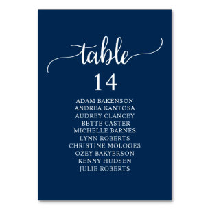 Tarjeta De Mesa Cena de Boda, Gráfico de Asientos de Invitados Azu