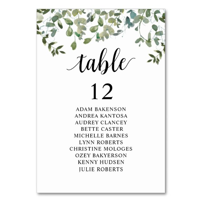 Tarjeta De Mesa Cena de Boda, Plano de Asientos de los Invitados,  (Anverso)