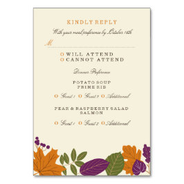 Tarjeta De Mesa Cena de bodas de otoño y calabaza RSVP