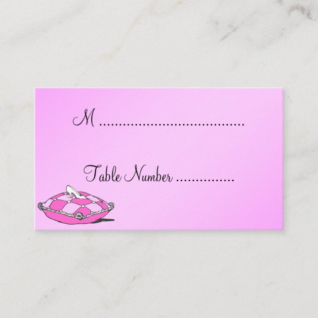 Tarjeta De Mesa Cenicienta Slipper Personalizado rosa Mesa de las  (Anverso)