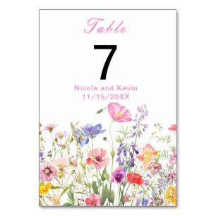 Tarjeta De Mesa Centro de flores silvestres de primavera