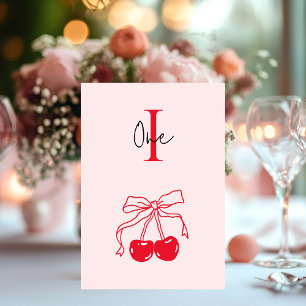 Tarjeta De Mesa Cerezo rosa y rojo