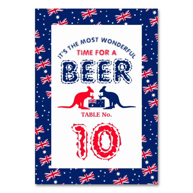 Tarjeta De Mesa Cerveza canguro, bandera australiana, Fiesta de Na (Anverso)
