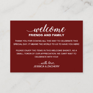 Tarjeta De Mesa Cesta de bolsitas de bienvenida de Boda rojo blanc