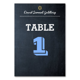 Tarjeta De Mesa Chalkboard Blue Bar Mitzvah Table Card