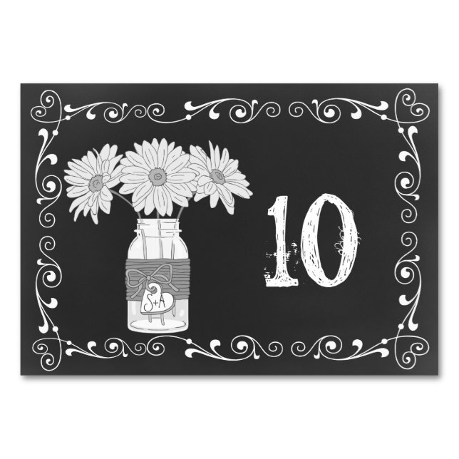 Tarjeta De Mesa Chalkboard Mason Jar Boda Table Card (Anverso)