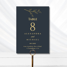 Tarjeta De Mesa Charcoal Botanical Christian Wedding   