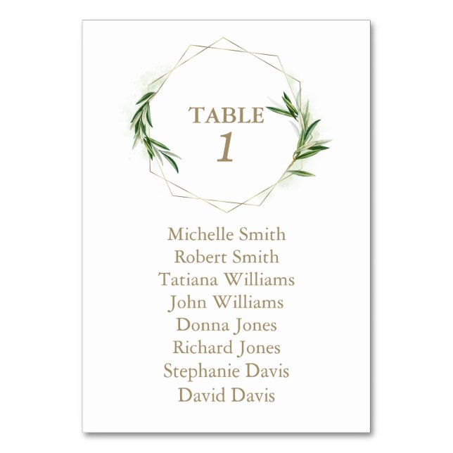 Tarjeta De Mesa Charm Olive Sale Gold Baptism (Anverso)