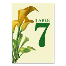 Charming Calla Lily Boda Table Number Card