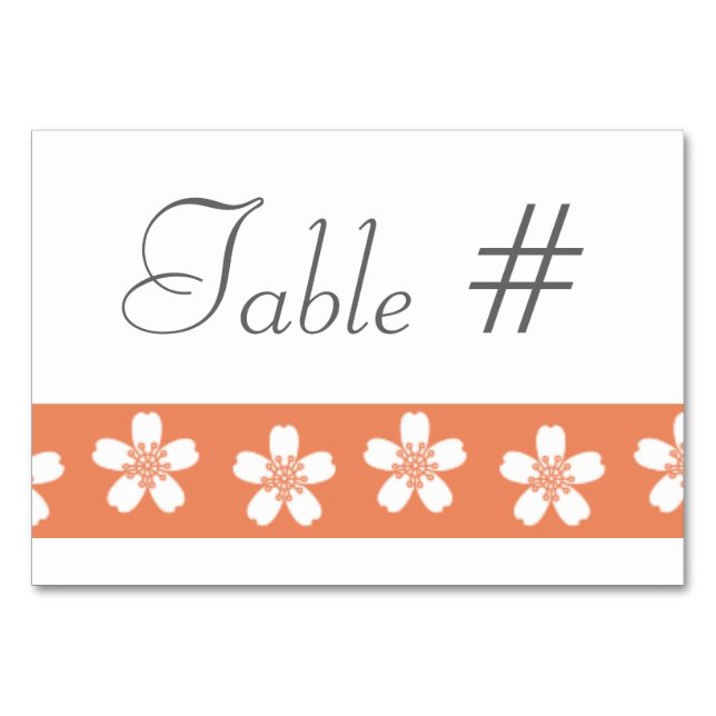 Tarjeta de mesa Charming Sakura en Coral (Anverso)