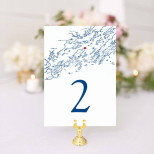 Tarjeta De Mesa Chebeague Island Maine Map Elegante Boda de la Mar