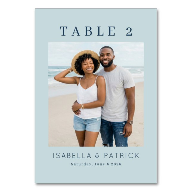 Tarjeta De Mesa Cheerful Blue Beach Photo (Anverso)