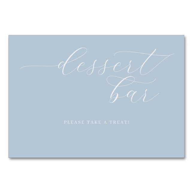 Tarjeta De Mesa Cheerful Blue Cursive Dessert Bar Sign (Anverso)