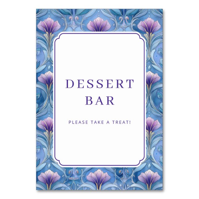 Tarjeta De Mesa Cheerful Blue Floral Border (Anverso)