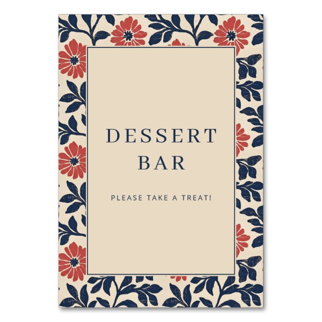 Tarjeta De Mesa Cheerful Floral Dessert Bar Sign (Anverso)