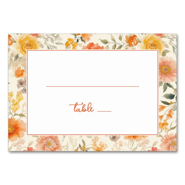 Tarjeta De Mesa Cheerful Peach Floral Border (Anverso)