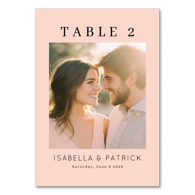Tarjeta De Mesa Cheerful Peach Minimalist Photo (Anverso)