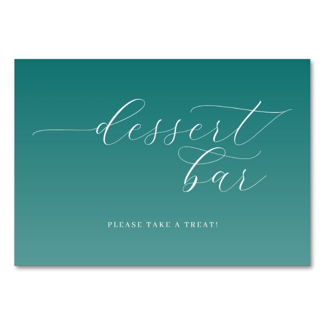 Tarjeta De Mesa Cheerful Teal Gradient Dessert Bar Sign (Anverso)