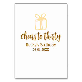 Tarjeta De Mesa Cheers to thirty yellow brown birthday pastel gift