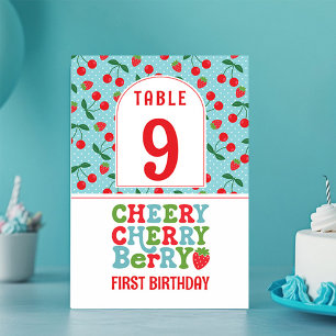 Tarjeta De Mesa Cheery Cherry Berry Primer Nacimiento Número de Me
