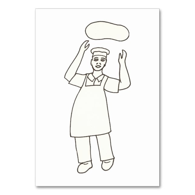 Tarjeta De Mesa Chef Tossing Pizza Leading Flashcards para adultos (Anverso)