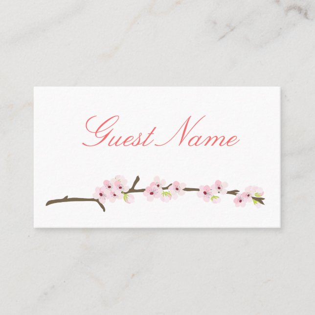 Tarjeta De Mesa Cherry Blossom Branch Place Card (Tarjeta blanca) (Anverso)