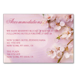Tarjeta De Mesa Cherry Blossom Elegant Wedding Accommodation Cards